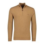 Bruine Wol Half Zip Trui Polo Ralph Lauren , Brown , Heren