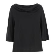 Katoenen Boothals T-shirt Zwart By Herenne Birger , Black , Dames