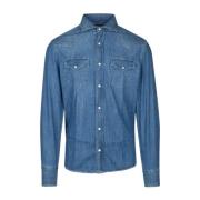 Stijlvolle Shirt voor Mannen Brunello Cucinelli , Blue , Heren