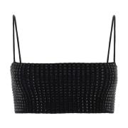 Versierde Stretch Crop Top Alexander Wang , Black , Dames