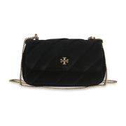 Zwarte Velvet Mini Flap Tas Tory Burch , Black , Dames