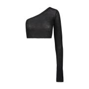 Ziggy Cropped One Shoulder Top Rick Owens , Black , Dames