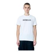 Katoenen Jersey Logo Print T-Shirt Moncler , White , Heren