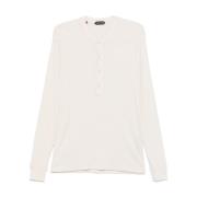 Witte Sweater met Geborduurd Logo Tom Ford , White , Heren