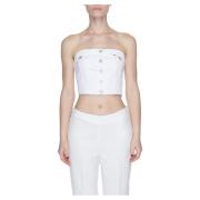 Lente/Zomer Dames Top Bustier Tommy Jeans , White , Dames