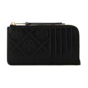 Monogram Kaarthouder van Zwart Leer Tory Burch , Black , Dames