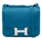 Pre-owned Leather shoulder-bags Hermès Vintage , Blue , Dames