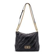 Leren Hobo Tas met Ritssluiting Balenciaga , Black , Dames