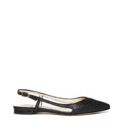 Glitter lederen zwarte slingback schoenen L'arianna , Black , Dames