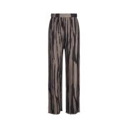 Gedrukte Geplooide Straight-Leg Broek Lanvin , Black , Dames