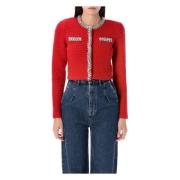 Rode Textuur Gebreide Vest Ss25 Self Portrait , Red , Dames