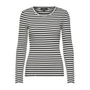 Gestreepte Crew Neck Tee - Zwart Selected Femme , Black , Dames