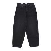 Vintage Zwarte Baggy Denim Jeans Amish , Black , Dames