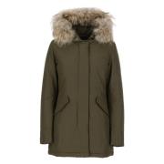 Groene Tech Fabric Parka met Bont Woolrich , Green , Dames