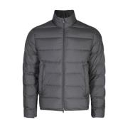 Grijze Korte Donsjack met Opstaande Kraag Moncler , Gray , Heren