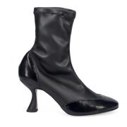 Zwarte Leren Enkellaarzen Sangiorgio , Black , Dames