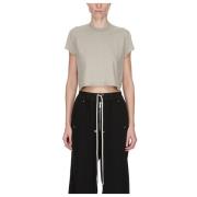 T-Shirt Cropped Small Level T Pearl Rick Owens , Gray , Dames