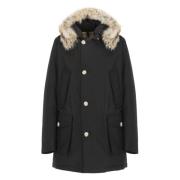 Zwarte Katoenen Parka met Capuchon Woolrich , Black , Heren