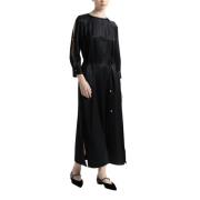 Viscose satijnen lange jurk Peserico , Black , Dames