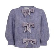 Paarse ie Bow Rib Cardigan Co'Couture , Purple , Dames