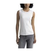 Stretch jersey top met Punto Luce afwerking Peserico , White , Dames