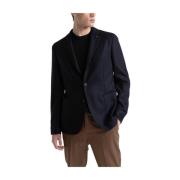 Wollen en kasjmier enkelborst blazer Peserico , Blue , Heren