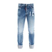 Logo Bedrukte Distressed Jeans Dsquared2 , Blue , Heren