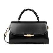 Elegante Flap Tas met Metalen Sluiting Lancaster , Black , Dames