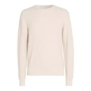 Beige Wafelstructuur Sweater Calvin Klein , Beige , Heren