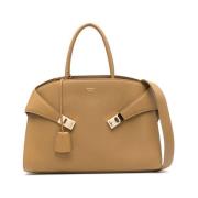 Lichtbruine leren T-Bar handtas Salvatore Ferragamo , Brown , Dames