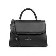 Elegante Stedelijke Handtas met Klepsluiting Lancaster , Black , Dames