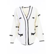 Bow Knit Cardigan - White Cesare Gaspari , White , Dames