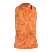 Anja, zijden top sora print Cortana , Orange , Dames