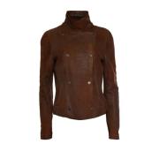 Pre-owned Leather outerwear Armani Pre-owned , Brown , Dames