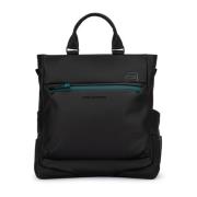 Stijlvolle Tote Bag van Stof Piquadro , Black , Dames