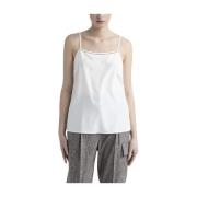 Stretch zijden crepe de chine top Peserico , White , Dames