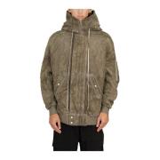 Gewatteerde Hooded Lange Bomberjas Rick Owens , Gray , Heren