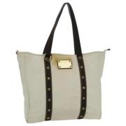 Pre-owned Canvas totes Louis Vuitton Vintage , White , Dames