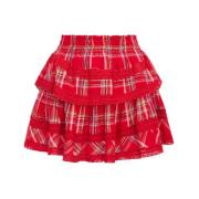 Ruffle Mini Tartan Rok Loveshackfancy , Red , Dames