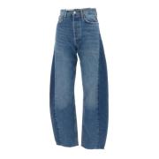 Hoge Taille Wijde Pijp Denim Jeans Agolde , Blue , Dames