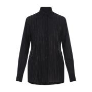 Zwarte Crepe de Chine Blouse met Strass Detail Ermanno Scervino , Blac...