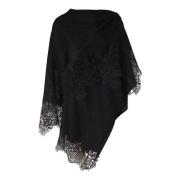 Zwarte Cashmere Wrap Jas Ermanno Scervino , Black , Dames