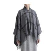 Wol, kasjmier en lurex blend poncho Peserico , Gray , Dames