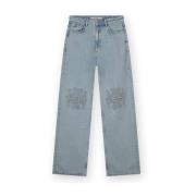 Vintage Geborduurde Straight Leg Jeans Homage , Blue , Dames