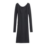 Zwarte Slip Jurk Lange Mouw Rick Owens , Black , Dames