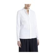 Mandarijn kraag poplin en katoenen jersey shirt Peserico , White , Dam...