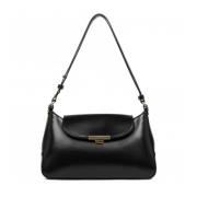 Elegante Flap Tas met Metalen Sluiting Lancaster , Black , Dames