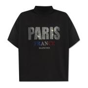 T-shirt met Logo Balenciaga , Black , Dames