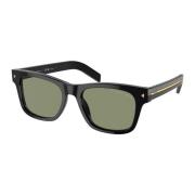 Black/Light Green Sunglasses Prada , Black , Heren