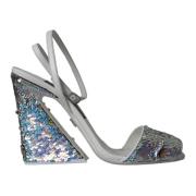 Wit Zilver Pailletten Enkelband Sandalen Dolce & Gabbana , Multicolor ...